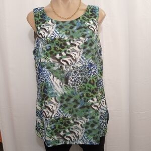 DRAPER'S & Damon's Blue/Green Multi Sleeveless Top  Women's Size Medium